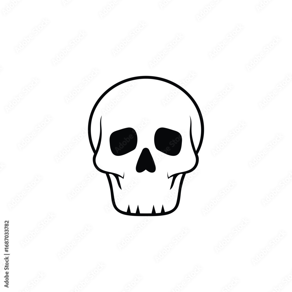 Fototapeta premium Simple human skull flat vector art illustration with a clean line design