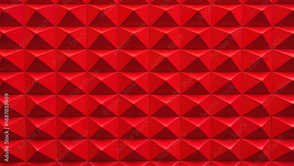 Obraz premium Vibrant red geometric pyramid pattern with dramatic lighting