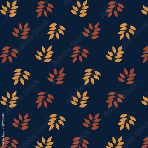 Print Autumn leaves pattern stylized fall foliage with vibrant leaves seasonal themed background illustration  wrapping paper, textiles, fabric, card, backgrounds, seasonal products, stroy,
