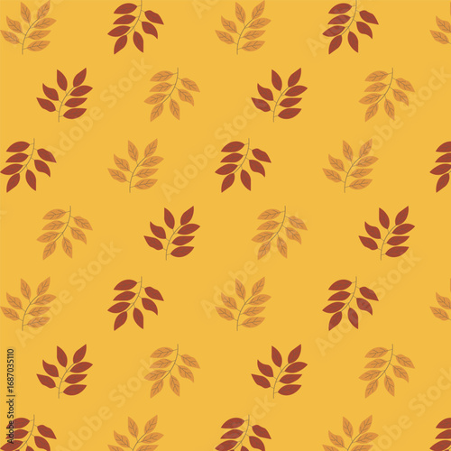 Print Autumn leaves pattern stylized fall foliage with vibrant leaves seasonal themed background illustration  wrapping paper, textiles, fabric, card, backgrounds, seasonal products, stroy,