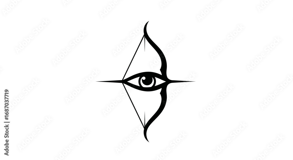 Fototapeta premium Mystical bow and arrow with an all seeing eye symbol.