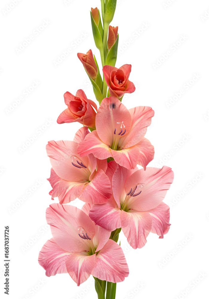 Fototapeta premium Photo of Pink Gladiolus Flowers Isolated on Transparent Background