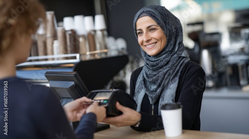Customer interaction at a coffee shop barista and customer indoor setting engaging atmosphere close-up view daily life experience