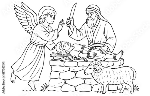Sacrifice of isaac biblical coloring page for educational and religious activities