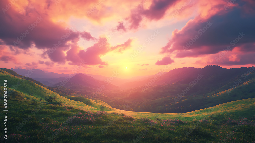 Fototapeta premium Magnificent view of mountains and forest valley high resolution picture