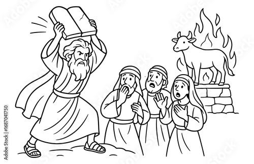 Moses breaking the tablets of the law