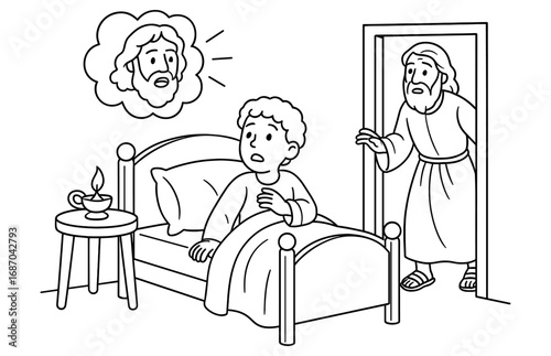 Biblical scene of samuel's divine call at night for educational and religious content
