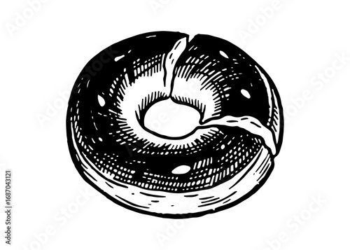 Bagel vector engraving style illustration