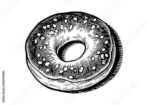 Bagel vector engraving style illustration