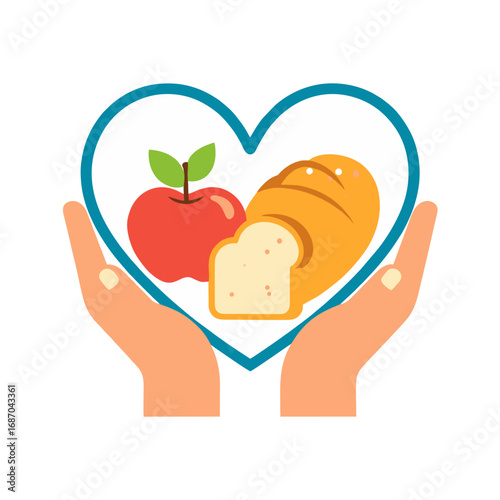 Heart shaped food donation icon vector