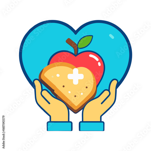 Heart shaped food donation icon vector