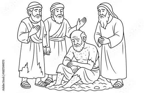Job's suffering scene depicting biblical friends offering comfort and advice