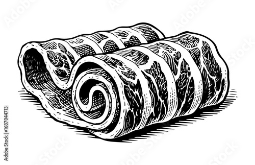 Beef vector engraving style illustration