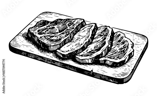 Beef vector engraving style illustration