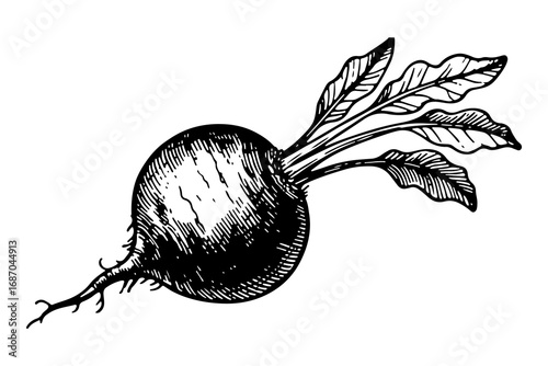 Beetroot vector engraving style illustration