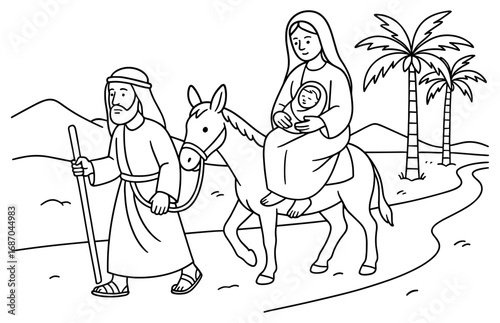 Journey to egypt scene for religious holiday cards