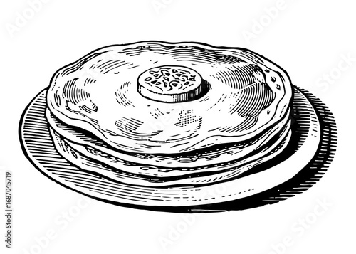 Blini vector engraving style illustration