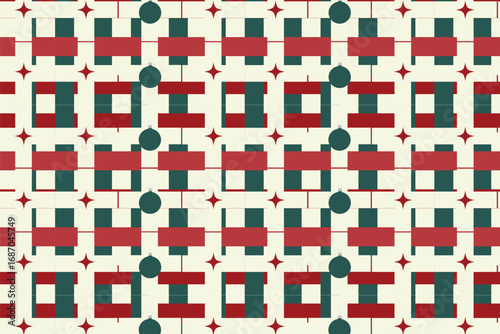Bold Pattern Clash Gingham Floral  Stripe Christmas Seamless Pattern Green And Red Stripes