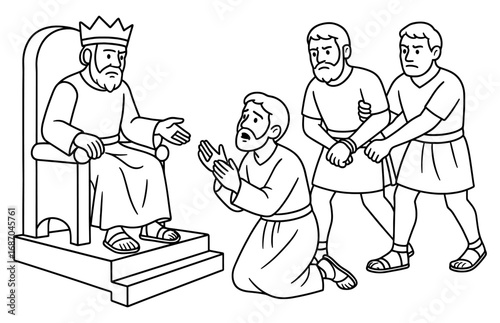 Biblical parable of the unforgiving servant scene for religious education