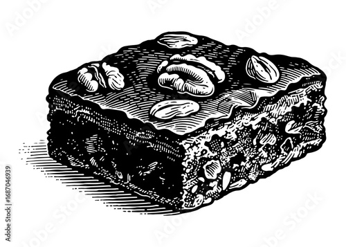 Brownie vector engraving style illustration