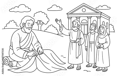 Apostle paul preaching in corinth scene for faith-based education