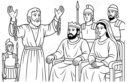 Historical biblical scene: paul before king agrippa