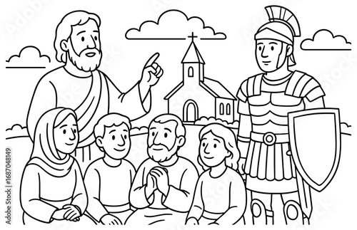 Ephesians armor theme with church and gospel storytelling for educational materials