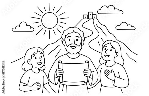 Hebrews hopeful journey - biblical storyline design for inspirational card or poster