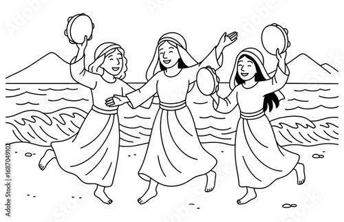 Joyful celebration dance by the sea: embracing happiness and freedom