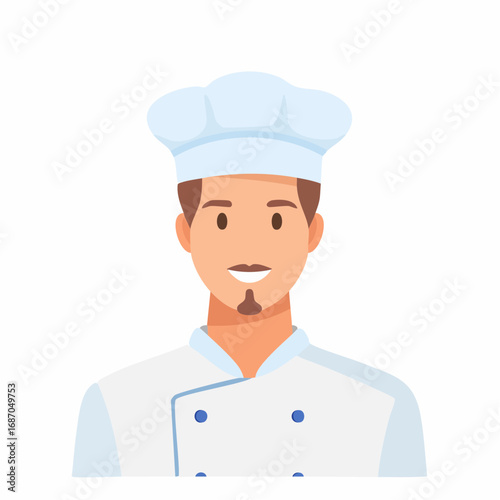 Friendly Cook in Uniform Displaying Happiness in Kitchen Setting Smiling Professional Chef with Toque and Coat