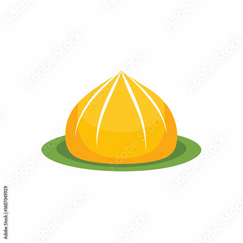 Traditional Asian steamed dumpling bun icon flat vector illustration