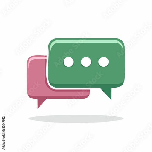 Chat bubbles icon representing conversation and online messaging with typing dots vector illustration