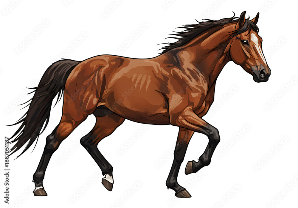 Fototapeta premium Pixel Art Brown Horse Running in Transparent Background Isolated Photo