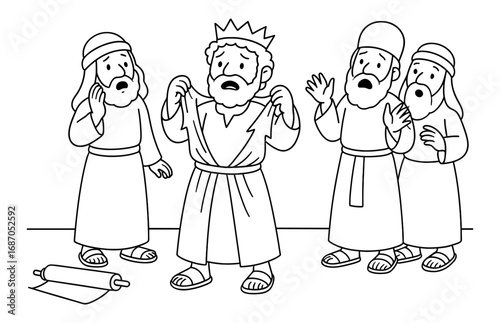 Biblical scene of josiah tearing his robe: symbol of mourning and repentance