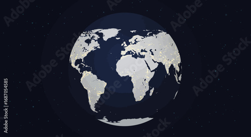 Global network connections visualized on a glowing night planet