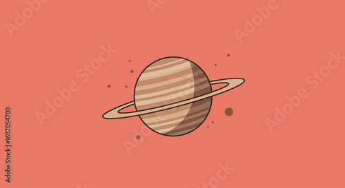 Saturn Planet Illustration A Minimalist Cosmic Design