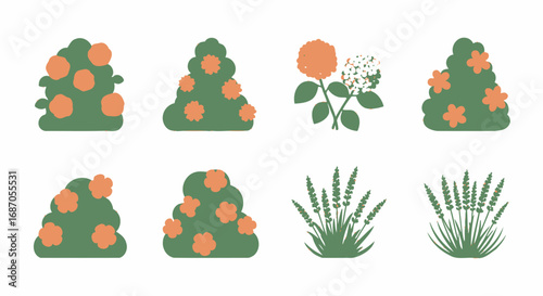 Vector Garden Plants Set Illustration Style Collection