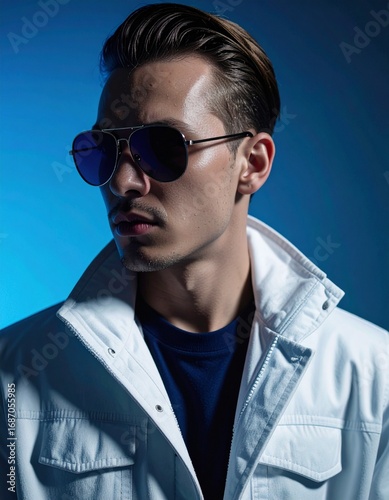 Polar Sophistication: White Jacket Accented by Shadows