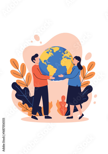 People holding the planet earth symbolizing global unity and environmental care
