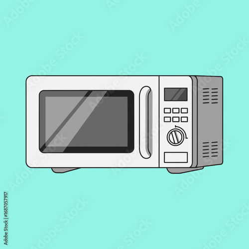 A modern white microwave oven with a sleek design and digital display, perfect for quickly heating food in any contemporary kitchen or household setting.