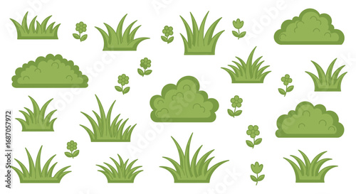 Pastel Lawn Vegetation Seamless Pattern Design Elements