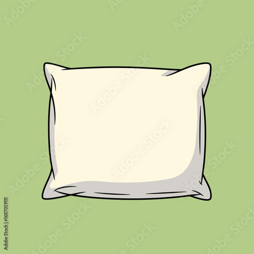 A soft, fluffy white pillow with a smooth texture rests comfortably on a calming light green background, symbolizing relaxation and peaceful sleep.