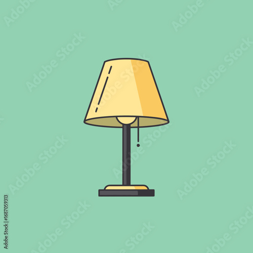 A charming, modern table lamp with a warm yellow shade provides soft illumination, perfect for adding cozy ambiance to any contemporary interior design.
