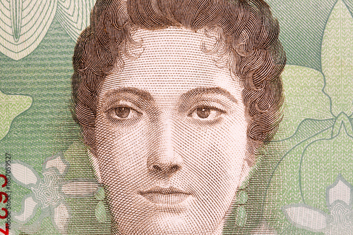 Luisa Caceres de Arismendi a closeup portrait from Venezuelan money