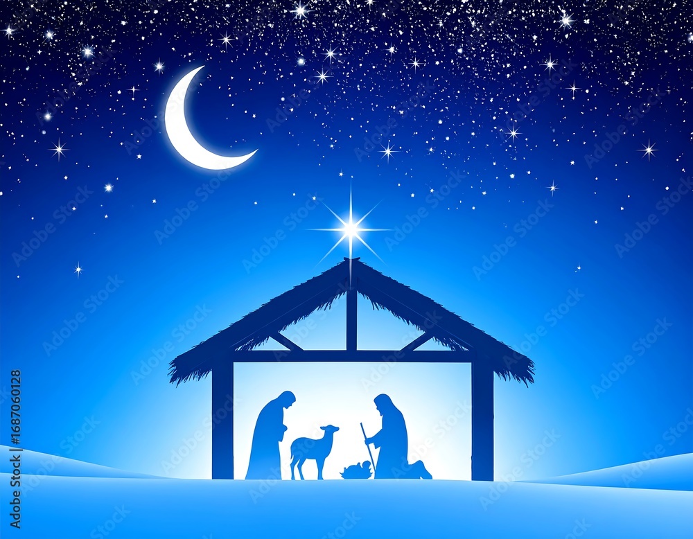 Fototapeta premium Night scene of the nativity