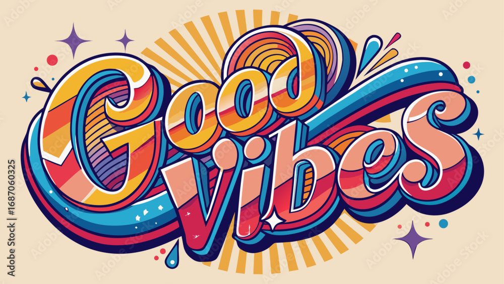 Obraz premium Good Vibes – retro, colorful, playful style