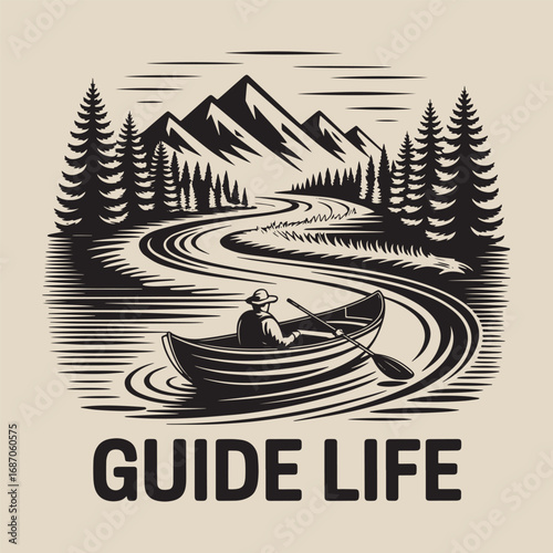 Retro Guide Life Outdoor Explorer Vintage Tee Graphics vector design.