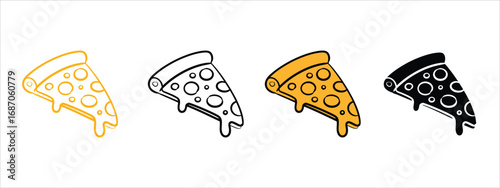 Pizza linear icon set vector. pizza slice symbol. vector illustration.