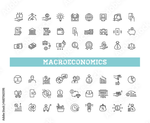 Linear Style macro economy Icons Bundle