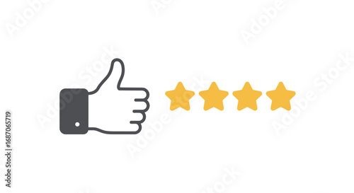 A Three-Star Customer Satisfaction and Recommendation Icon Design Element